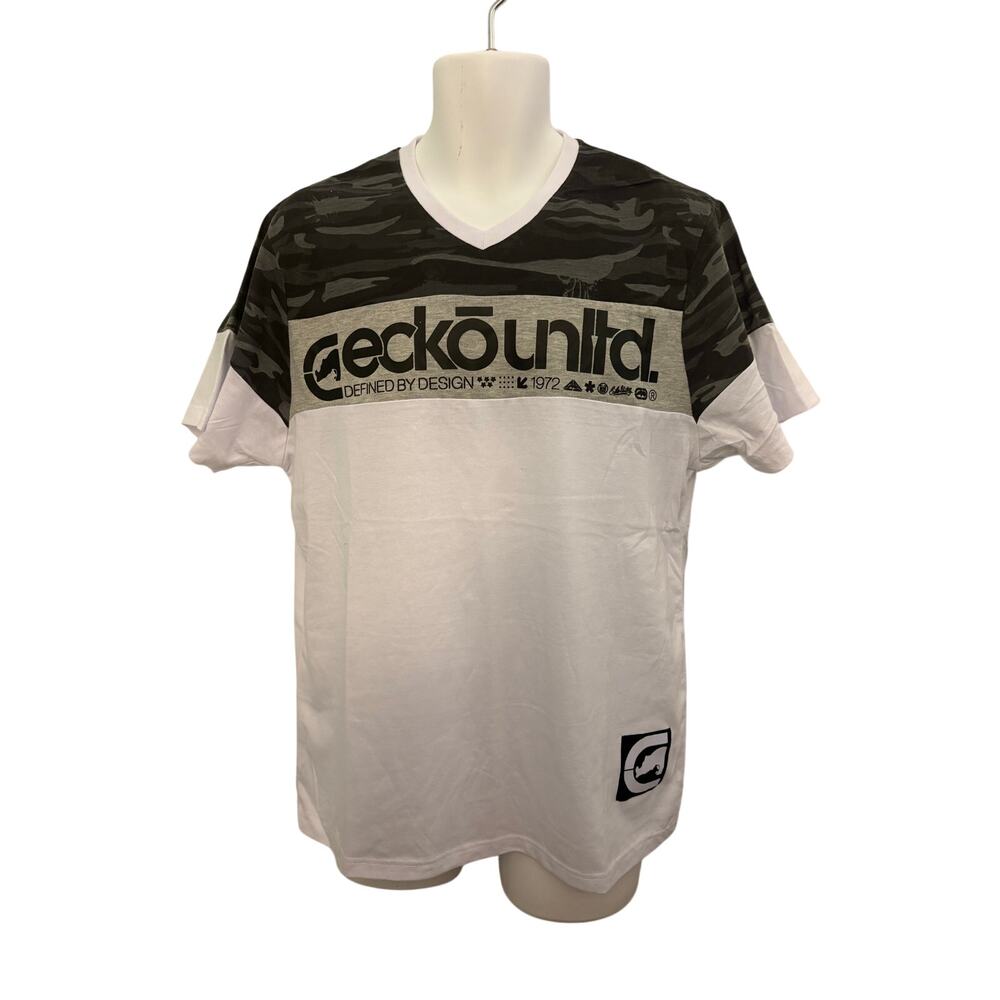 Ecko White and Black Short Sleeve Shirt. Size Medium NWT